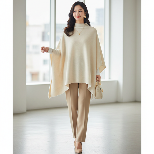 Urban Cape - Oversized Strick-Poncho mit Stehkragen