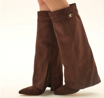 Shark Elegance - Kniehohe Fold-Over Stiefel