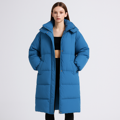 Puffit - Knielanger Daunen-Puffer-Mantel mit Kapuze