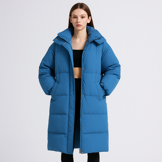 Puffit - Knielanger Daunen-Puffer-Mantel mit Kapuze