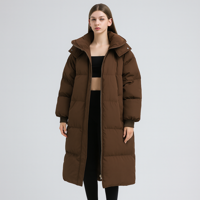 Puffit - Knielanger Daunen-Puffer-Mantel mit Kapuze