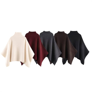 Urban Cape - Oversized Strick-Poncho mit Stehkragen