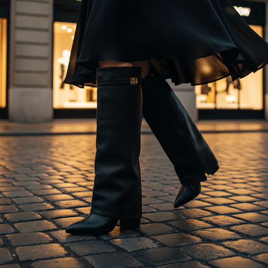 Shark Elegance - Kniehohe Fold-Over Stiefel