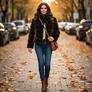 Fluffy Glam - Cropped Kunstfell-Jacke mit Stehkragen & Reißverschluss
