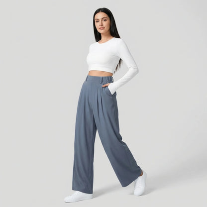 Weite Bundfaltenhose mit hohem Bund