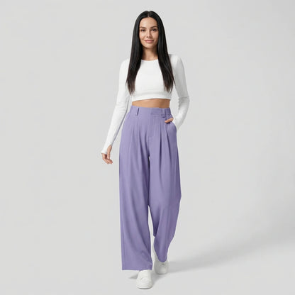 Weite Bundfaltenhose mit hohem Bund