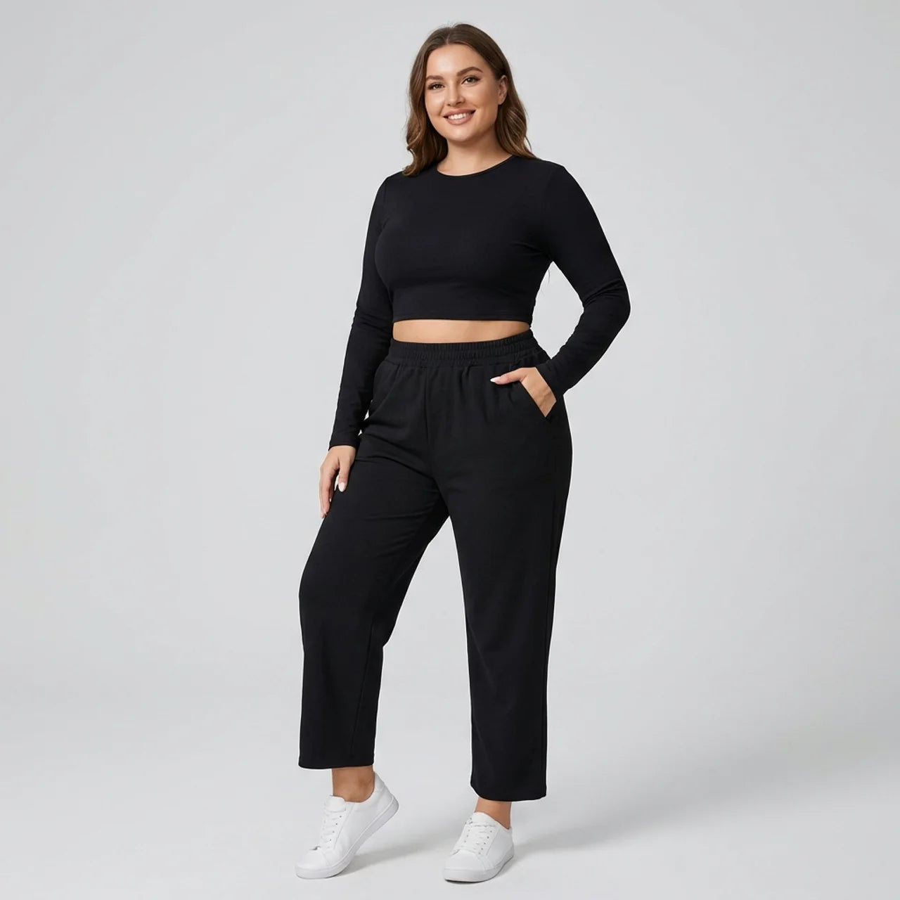 Strickhose mit weitem Bein