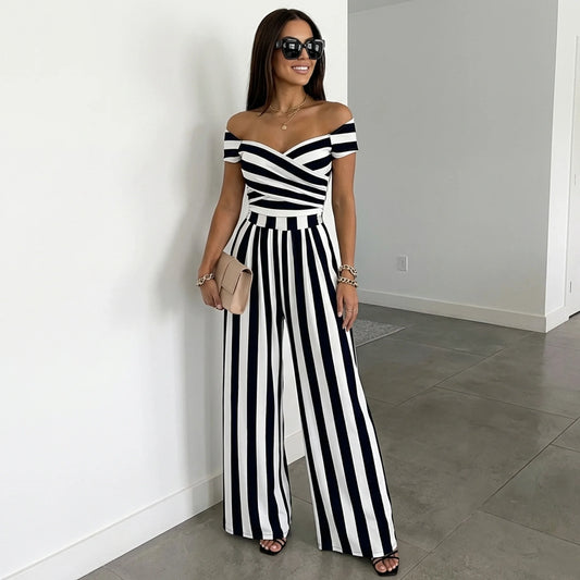 Off-Shoulder Jumpsuit mit Weitem Bein