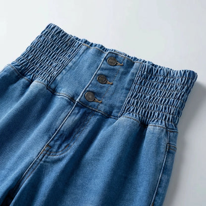 Schmal geschnittene Bootcut-Jeans mit hohem Bund