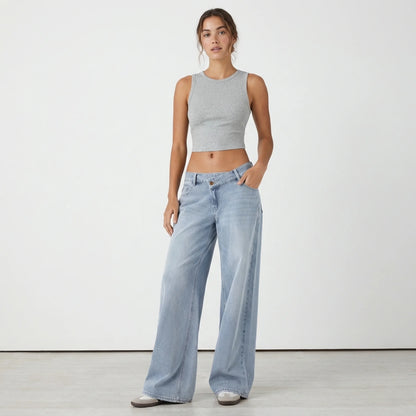 High-Waisted Jeans mit tiefem Bund